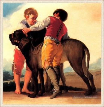 Garçons avec Mastiff Francisco de Goya Peinture à l'huile
